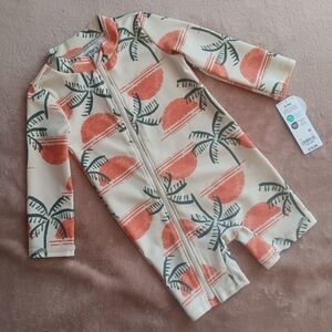 NWT Carter's Child Of Mine One Piece Tropical Print Zip-Up UPF 50+ Swimsuit 6-9M
